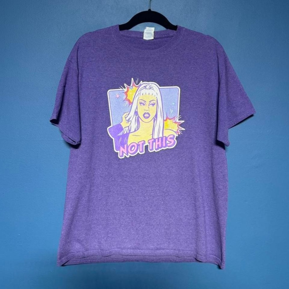 Jan Drag Queen T Shirt Men's Size Large Purple Crewneck Jansport RPDR‎ Not This